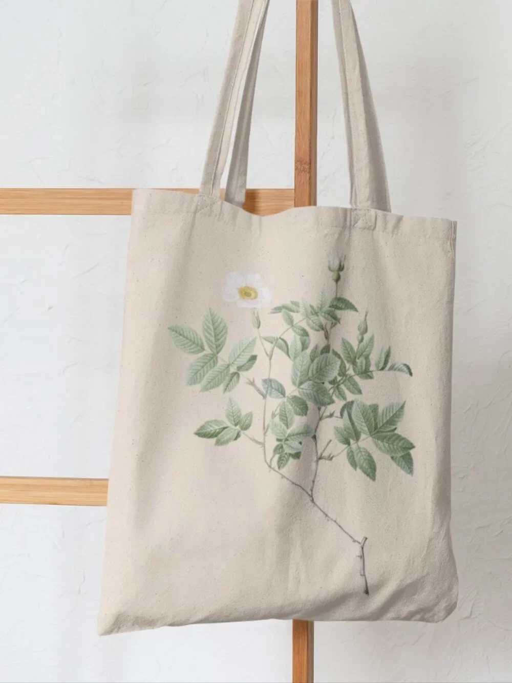 Farinose Rose Vintage Floral Print Graphic Canvas Tote Bag